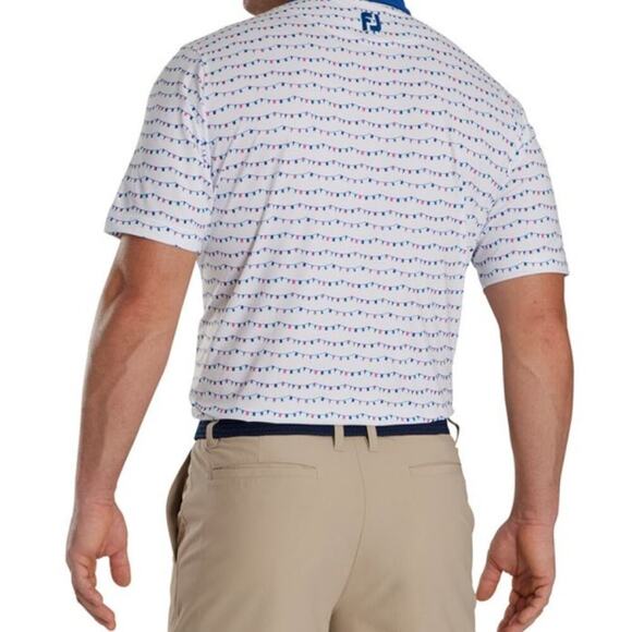 Foot Joy Men's Flag White Banner Print Lisle Golf Polo Shirt Size 2XL - Picture 2 of 7